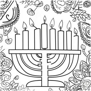 Hanukkah Menorah Färgläggningssida | Hanukka målarbild