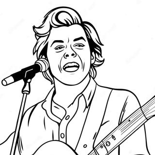 Harry Styles Sjungande Färgläggningssida | One Direction målarbild
