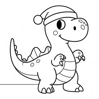 Festlig Dinosaurie med Tomteluva Färgläggningssida | Dinosaurie Jul målarbild