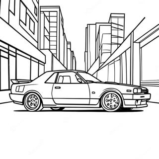 Nissan Skyline i rörelse färgläggningssida | Nissan målarbild