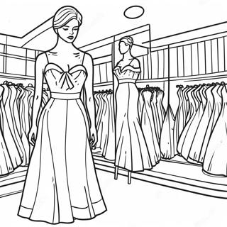 Mode Mannequin med Klänning Färgläggningssida | Mannequin målarbild
