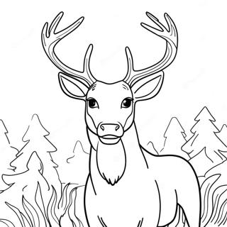 Majestätisk Hjort med Horn Färgläggningssida | Realistisk Hjort målarbild