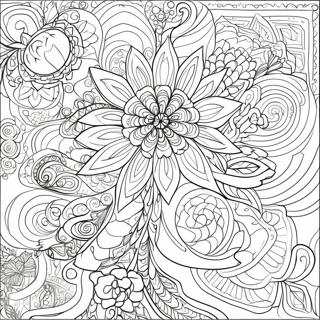 Invecklad Blomma Svår Färgläggningssida | Blomma Hård målarbild