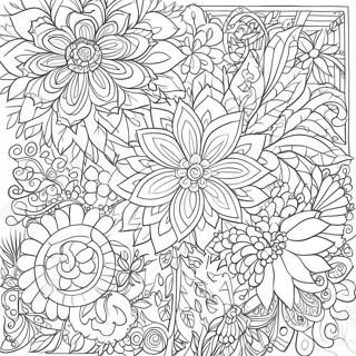 Detaljerade blommönster färgläggningssida | Blomma Hård målarbild