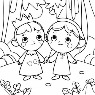 Ben och Holly i den magiska skogen målarbild | Ben och Holly målarbild