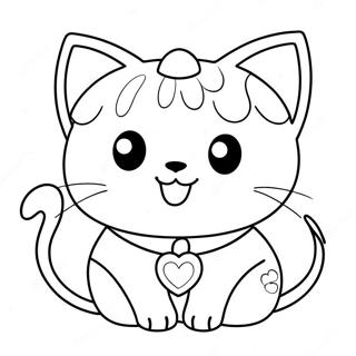 Söt Anime Katt Målarbild | Anime Djur målarbild