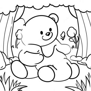 Söta gummibjörnar i en skog färgläggningssida | Gummibjörnar målarbild