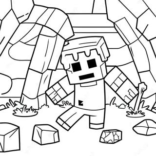 Skrämmande Minecraft Zombie i Grotta Målarbild | Minecraft Zombie målarbild