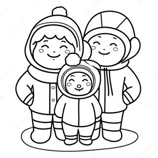 Söt eskimåfamilj färgläggningssida | Eskimos målarbild