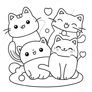 Kawaii-katter färgläggningssida | Kawaii Katter målarbild