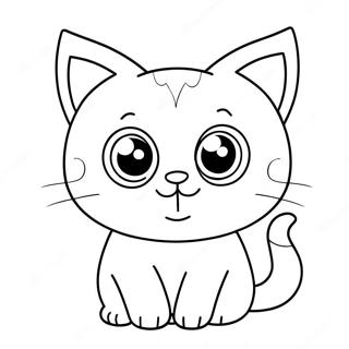 Söt kawaii-katt med stora ögon färgläggningssida | Kawaii Katter målarbild