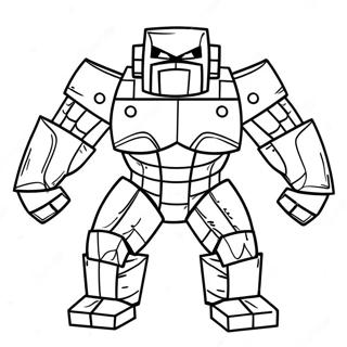 Järngolem Minecraft färgläggningssida | Järngolem Minecraft målarbild