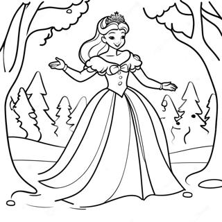 Elegant Snöprinsessa i ett Vinterland Målarbild | Snöprinsessa målarbild