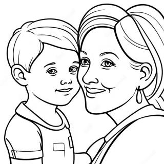 Mamma och son färgläggningssida | Mamma och Son målarbild