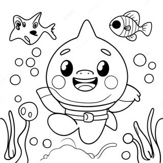 Pinkfong och Vänner Under Vattnet Äventyr Målarbild | Pinkfong målarbild