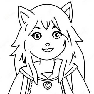 Vargflicka anime färgläggningssida | Vargflicka Anime målarbild