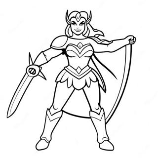 She Ra i stridsrustning målarbok | She Ra målarbild