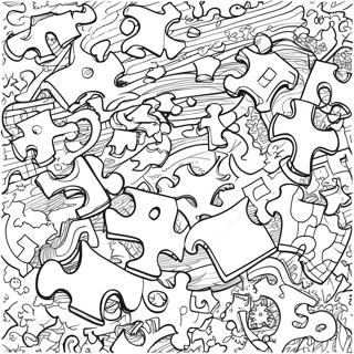 Färgglada Pusselbitar Autism Målarbild | Autism målarbild