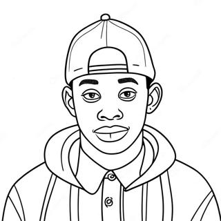 Tyler the Creator i färgglad outfit färgläggningssida | Tyler skaparen målarbild