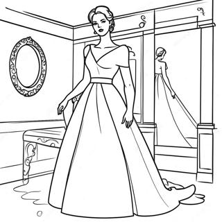 Elegant Kvinna i Klänning Målarbild | Kvinnor målarbild