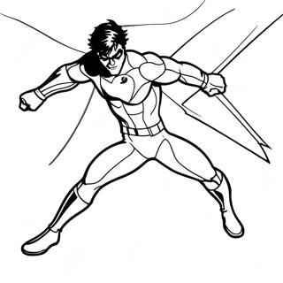 Dynamisk Nightwing Flygande Färgläggningssida | Nightwing Eldens Vingar målarbild