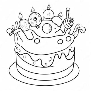 Färgglad 8-års Födesledagstårta Målarbild | Glad 8-årsdag målarbild
