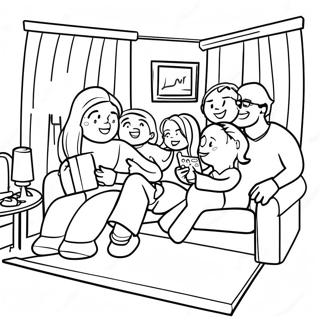 Mysig Familjefilmkväll Målarbild | Hemfilm målarbild