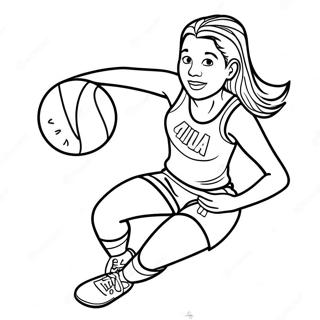 Caitlin Clark Dribblar Bollen Målarbok | Caitlin Clark målarbild