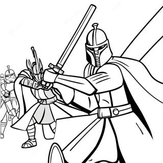 Clone Wars Jedi-strid målarbild | Klontkrig målarbild