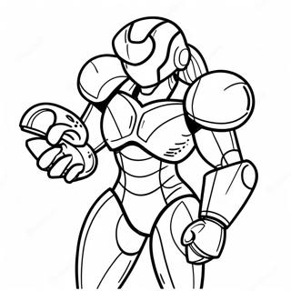 Metroid Samus Aran i Power Suit Färgläggningssida | Metroid målarbild