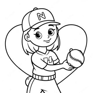Jag Älskar Softball Färgläggningssida | Jag älskar softball målarbild