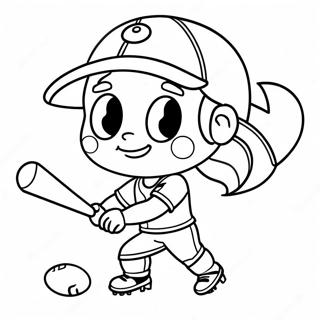 Söt Softball Karaktär Färgläggningssida | Jag älskar softball målarbild