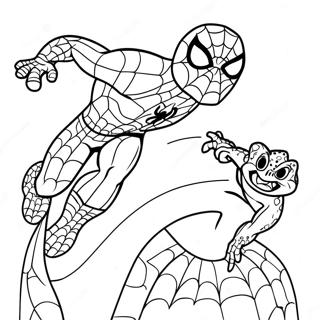 Spiderman och ödla ansikte mot ansikte målarbild | Spindelmannen Ödla målarbild