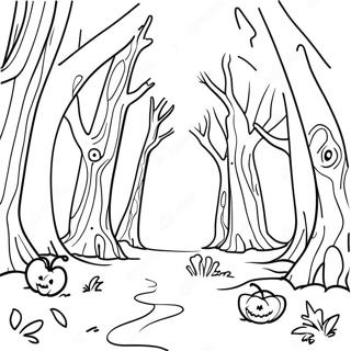 Skrämmande Mysterium Skog Färgläggningssida | Mysterium målarbild