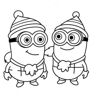 Minions julfärgläggningssida | Minions Jul målarbild