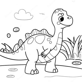 Vänlig Vatten Dinosaurus Färgning | Vattendinosaurie målarbild
