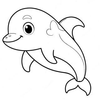 Söt Blå Delfin Målarbild | Blå målarbild