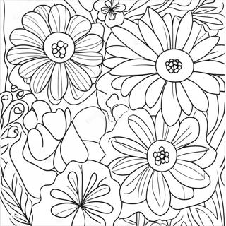 Blommor Sida vid Sida Färgläggningssida | Sida vid Sida målarbild