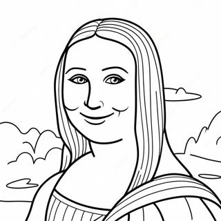 Mona Lisa Ler Färgläggningssida | Leonardo da Vinci målarbild