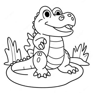 Lekfull Montgomery Alligator Målarbok | Montgomery Gator målarbild