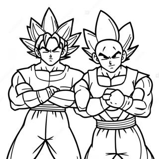 Goku och Vegeta Action Pose Målarbild | Goku och Vegeta målarbild