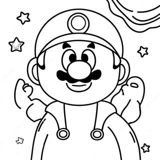 Among Us Mario i Rymden Målarbild | Bland Oss Mario målarbild