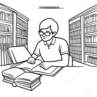 Student Studerar i Biblioteket Målarbild | Högskola målarbild