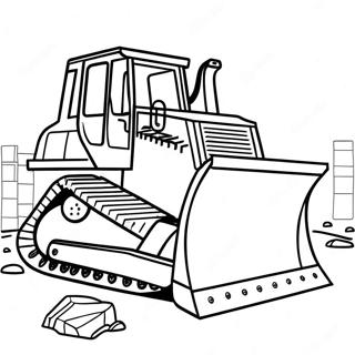 Bulldozer byggarbetsplats färgläggningssida | Bulldozer målarbild
