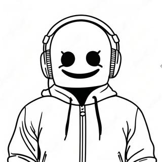 DJ Marshmello med färgglada hörlurar färgläggningssida | DJ Marshmello målarbild