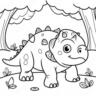 Söt ankylosaurus i en skog färgläggningssida | Ankylosaurus målarbild