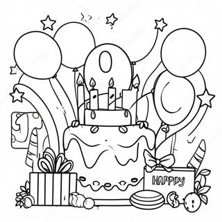 Glad 10-års födelsedagsfirande målarbild | Glad 10-årsdag målarbild