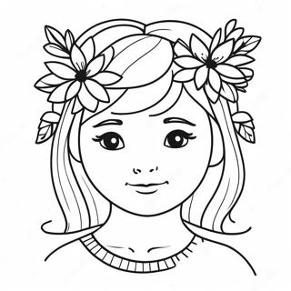 Söt tjej med blomsterkrans målarbild | Söt Flicka målarbild