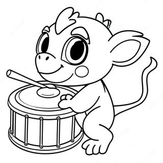 Grookey som spelar med ett trumslag målarbokssida | Grookey målarbild