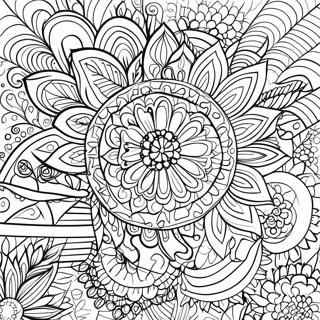 Enkel Boho-mandala målarbokssida | Enkel Boho målarbild